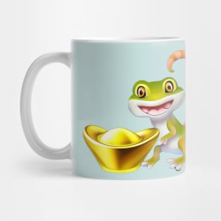 Gecko with gold ingot Mug
